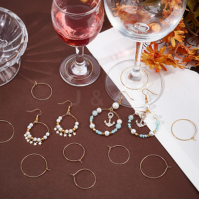 160Pcs 4 Style Brass Wine Glass Charm Rings KK-SP0001-33G-1