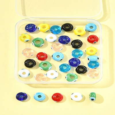 36Pcs 9 Colors Handmade Evil Eye Lampwork Beads LAMP-FS0001-23-1