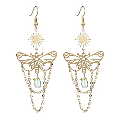201 Stainless Steel Butterfly Dangle Earrings EJEW-TA00367-01-1