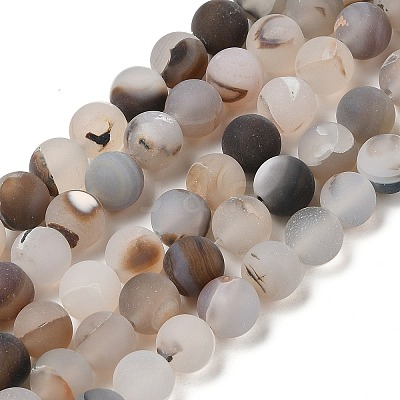 Natural Dendritic Agate Beads Strands G-A248-A04-01-1