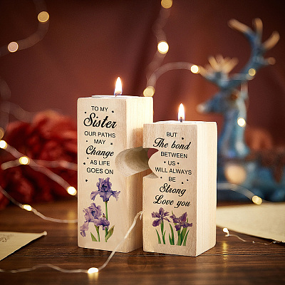 Wooden Candle Holders Set AJEW-SD0001-21E-1
