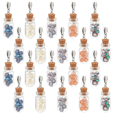 20Pcs Large Hole Alloy Glass Bottles European Dangle Charms FIND-PH0020-42-1