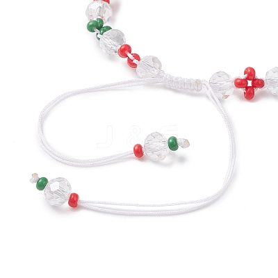 Christmas Handmade Glass Seed & Glass Braided Bead Bracelet BJEW-MZ00249-03-1
