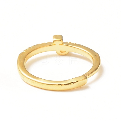 Clear Cubic Zirconia Initial Letter Adjustable Ring RJEW-C052-01G-J-1