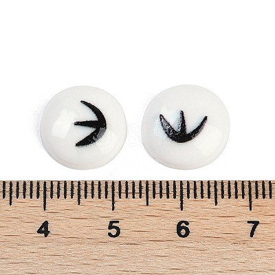 White and Black Flat Round Cartoon Resin Cabochons LS-CRES-Q009-01B-1
