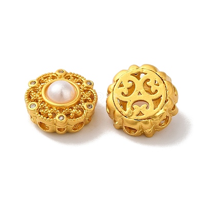 Rack Plating Hollow Brass Cubic Zirconia Beads KK-K381-21B-MG-1