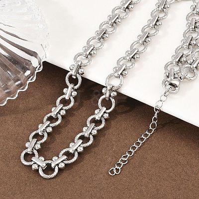 8MM 304 Stainless Steel Twisted Ring Link Chain Necklaces NJEW-Z105-04P-02-1