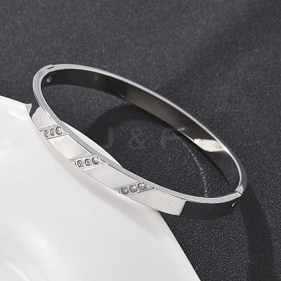 304 Stainless Steel Rhinestone Bangles for Women BJEW-Z092-16P-1