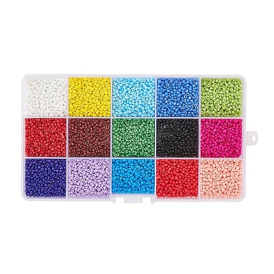 195G 15 Colors Glass Seed Beads SEED-YW0001-11A-1