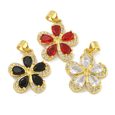 Rack Plating Brass Micro Pave Cubic Zirconia Pendants KK-G513-93G-1