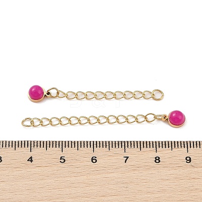 Ion Plating(IP) 316 Surgical Stainless Steel Curb Chain Extender with Natural Dyed Jade Round Charm High Polished STAS-A097-01G-15-1