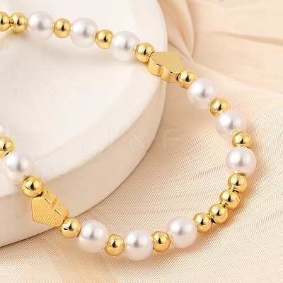 ABS Imitation Pearl Beads Braided Bead Bracelets for Women BJEW-D317-09B-G-1