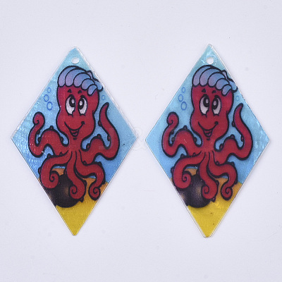 Printed Capiz Shell Pendants SHEL-T016-08-1