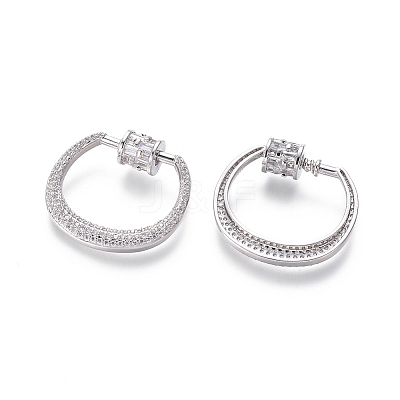 Brass Micro Pave Cubic Zirconia Screw Carabiner Lock Charms ZIRC-I031-22P-1