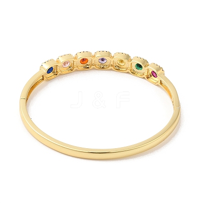 Colorful Cubic Zirconia Square Hinged Bangle BJEW-L681-004G-1