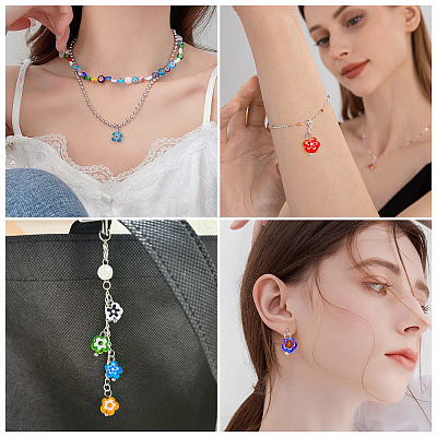 20Pcs Handmade Millefiori Glass Charms PALLOY-TADJ00003-1