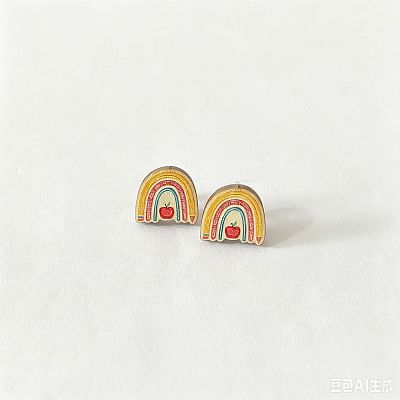Back to School Printed Wood Stud Earrings for Women WGA6698-02-1
