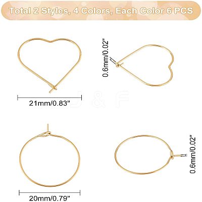 24Pcs 6 Style Ion Plating(IP) 316L Surgical STAS-DC0001-22-1