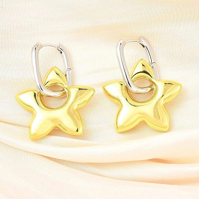 Star Brass Hoop Earrings for Women EJEW-U057-06C-03GP-1