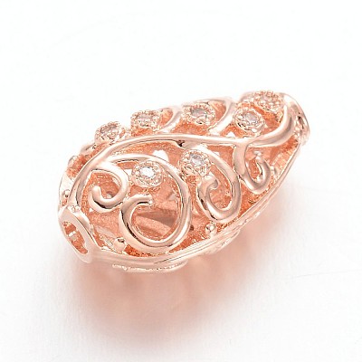 Brass Micro Pave Cubic Zirconia Beads ZIRC-K031-02RG-1