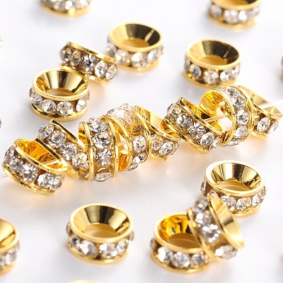 Brass Rhinestone Spacer Beads RB-A020-7mm-01G-1