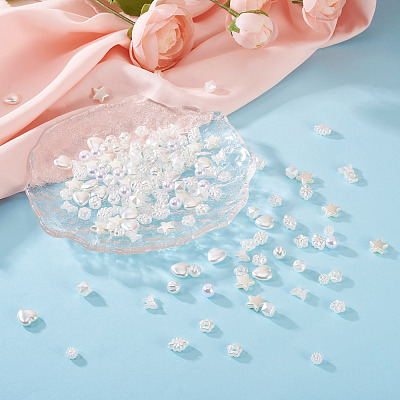 500Pcs 10 Style ABS Plastic Imitation Pearl Beads KY-BY0001-02-1