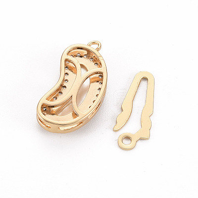 Brass Micro Pave Clear Cubic Zirconia Fishhook Clasps KK-S356-424-NF-1