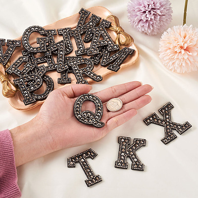 Alphabet Resin Rhinestone Patches DIY-TAC0005-45H-1