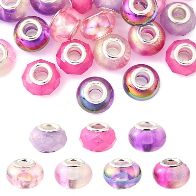 44Pcs 7 Styles UV Plating Resin European Beads RESI-FS0002-03-1
