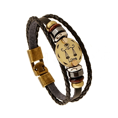 Braided Cowhide Cord Multi-Strand Bracelets PW-WG49322-10-1