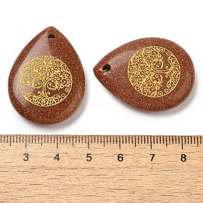 Synthetic Goldstone Drop Pendants G-C158-01F-1
