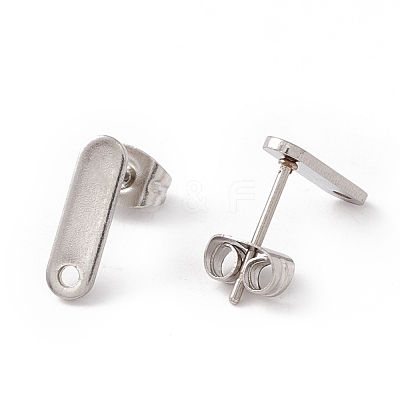 Non-Tarnish 201 Stainless Steel Stud Earring Findings with Hole EJEW-A071-16P-1
