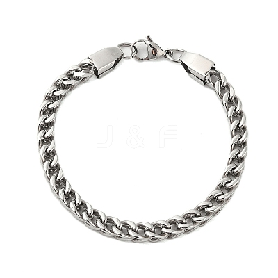 Non-Tarnish 304 Stainless Steel Wheat Chain Bracelets Hand Polished for Men BJEW-B093-04P-1