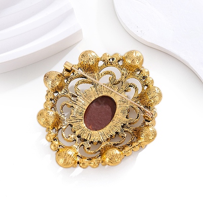 Baroque Style Flower Zinc Alloy Zinc Alloy Rhinestone Brooches PW-WGC517E-01-1