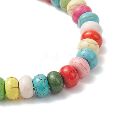 Synthetic Turquoise Rondelle Beads Stretch Bracelets for Men Women BJEW-JB12453-1