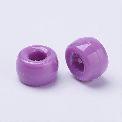 Opaque Acrylic European Large Hole Beads PL338-7-1