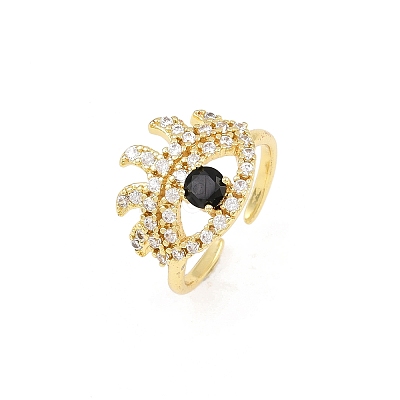 Brass Micro Pave Cubic Zirconia Cuff Rings for Women RJEW-Z113-44G-1