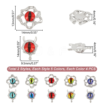 40Pcs 10 Styles Evil Eye Resin & Glass Cabochons MRMJ-GA0001-21-1