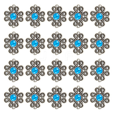 Tibetan Style Alloy with Resin Imitation Turquoise Connector Charms FIND-TAC0035-47AS-05-1