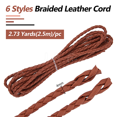 6Pcs 6 Colors Braided Imitation Leather Cords OCOR-DC0001-10B-1