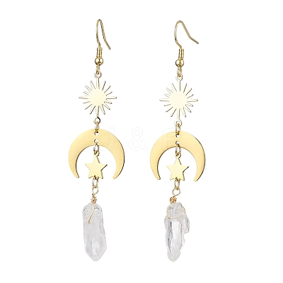 Rough Natural Quartz Crystal Dangle Earrings EJEW-JE05877-02-1
