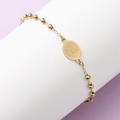 Religion 304 Stainless Steel Link Bracelets BJEW-F524-05B-G-1