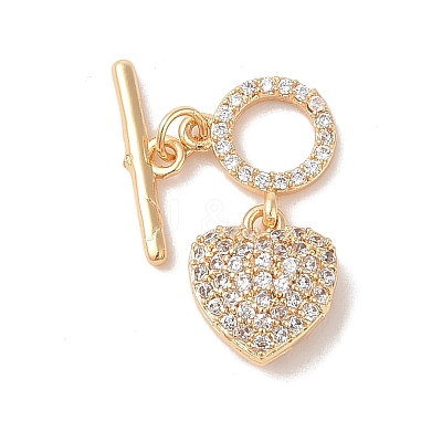 Brass Micro Pave Cubic Zirconia Toggle Clasps KK-B100-066G-01-1