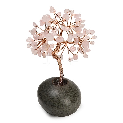 Natural Rose Quartz Chips Tree of Life Display Decorations GG-CBACC2B-01B-1