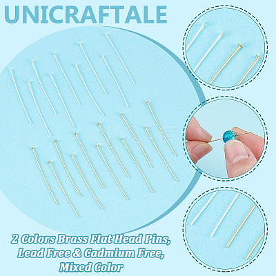 100Pcs 2 Colors Brass Flat Head Pins KK-UN0003-99-1