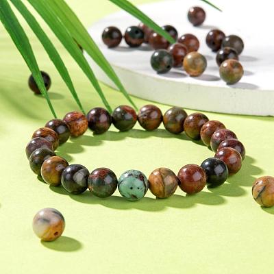 100Pcs 8mm Natural Polychrome Jasper/Picasso Stone/Picasso Jasper Beads DIY-LS0002-29-1