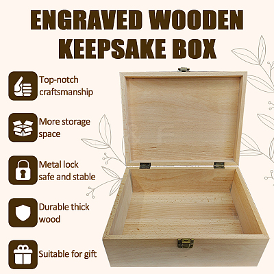Rectangle Wooden Memory Keepsake Boxes with Lids CON-WH0101-004-1