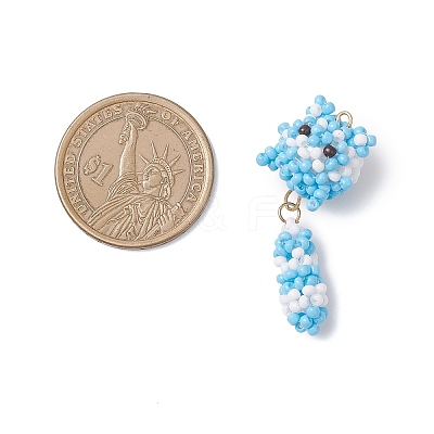 Glass Seed Beaded Cat Pendants PALLOY-MZ01020-03-1
