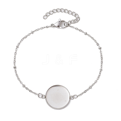 304 Stainless Steel Round Cabochon Setting Bracelets BJEW-JB11089-02-1