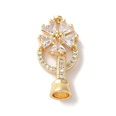 Brass Micro Pave Cubic Zirconia Fold Over Clasps KK-B098-07G-03-1